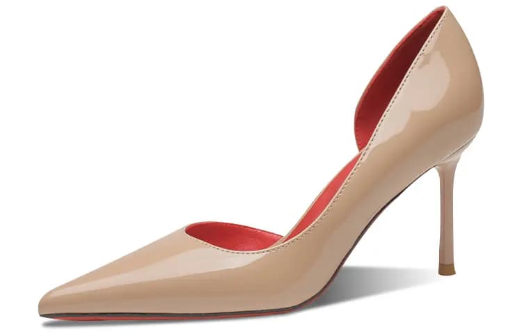 Ainer-cat Patent Leather Fashion Pointed Toe Shallow Side Cut Red Sole Professional Thin Heel High Heels 8cm Women's 6