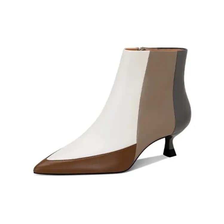 JESSICA SOPHIA Sheepskin Fashion Premium Color-Block Ankle Boots Women's