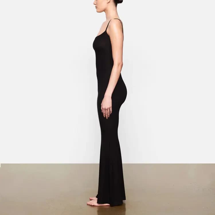 Skims Soft Lounge Long Slip Dress Onyx 4