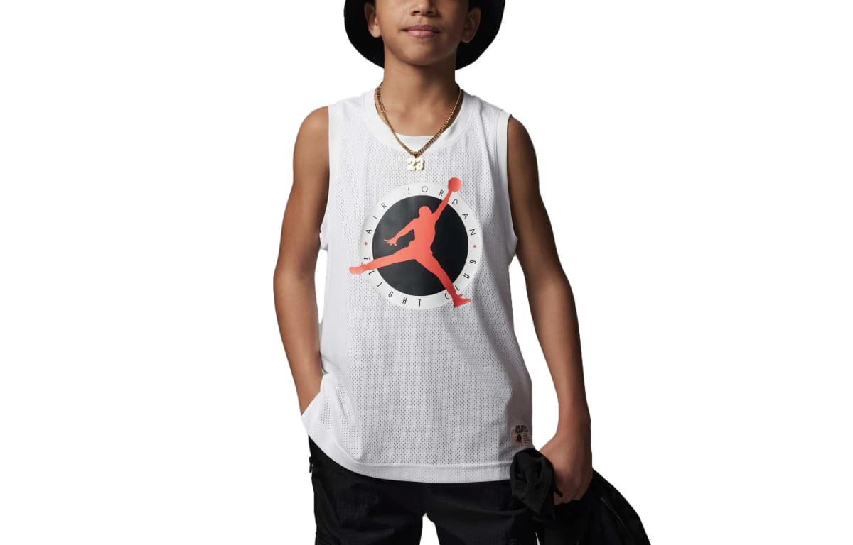 Jordan Kids Flight Mvp Letter Logo Print Crew Neck Sleeveless Vest Boys' White