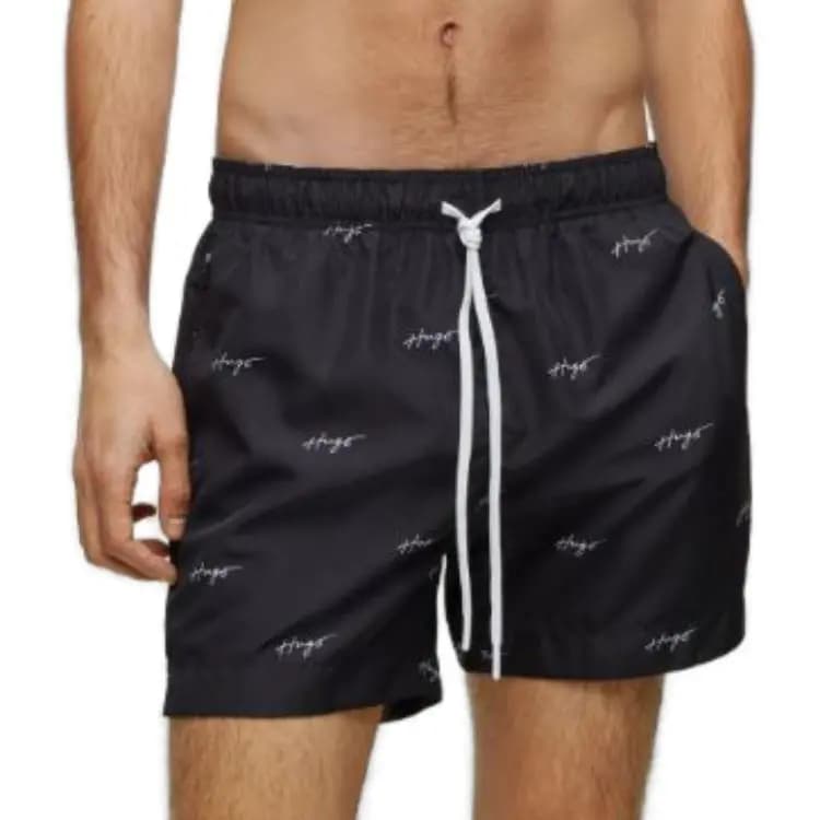 HUGO BOSS SS23 Hand-Painted Drawstring Tie Swim Trunks Men's Black 2