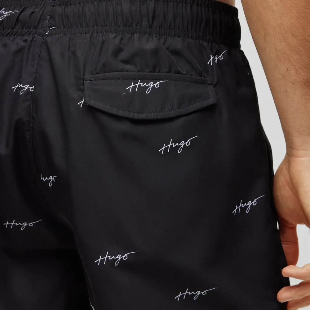 HUGO BOSS SS23 Hand-Painted Drawstring Tie Swim Trunks Men's Black 4