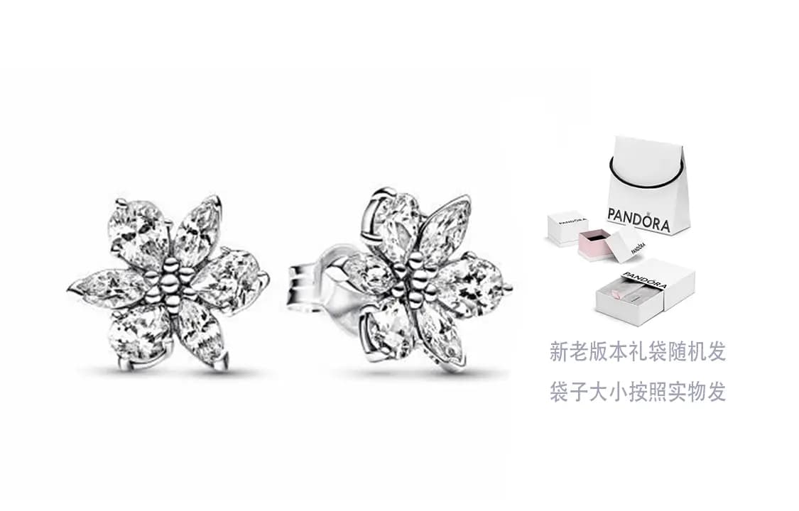 Pandora True Timeless Series Sparkling Snowflake 925 Silver Earrings Women's Silver 4