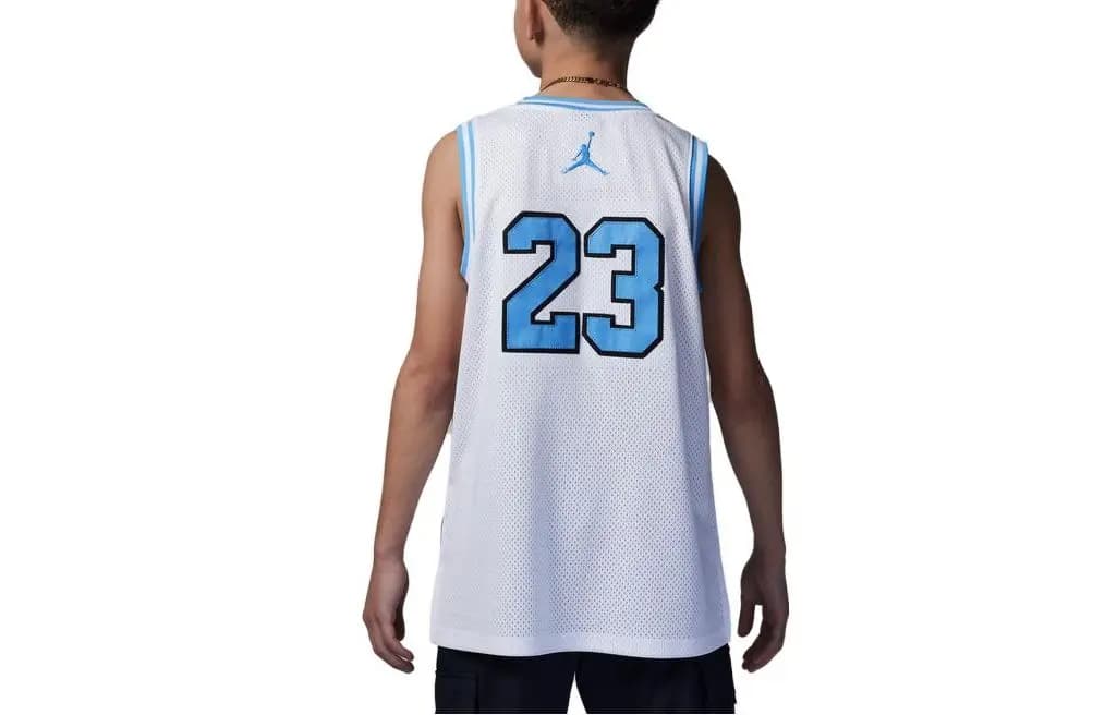 Jordan Kids Letter Number Print Contrast Color Crew Neck Sleeveless Basketball Jersey White 2