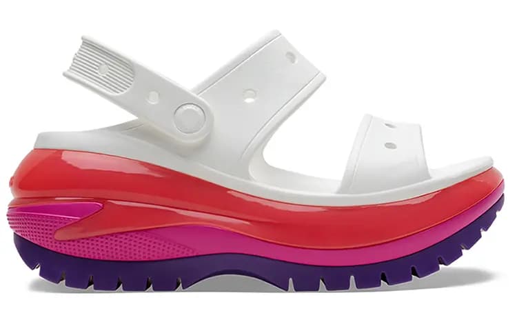 Crocs Classic Mega Crush Qadın Səndəli Ağ/Qırmızı/Bənövşəyi 4