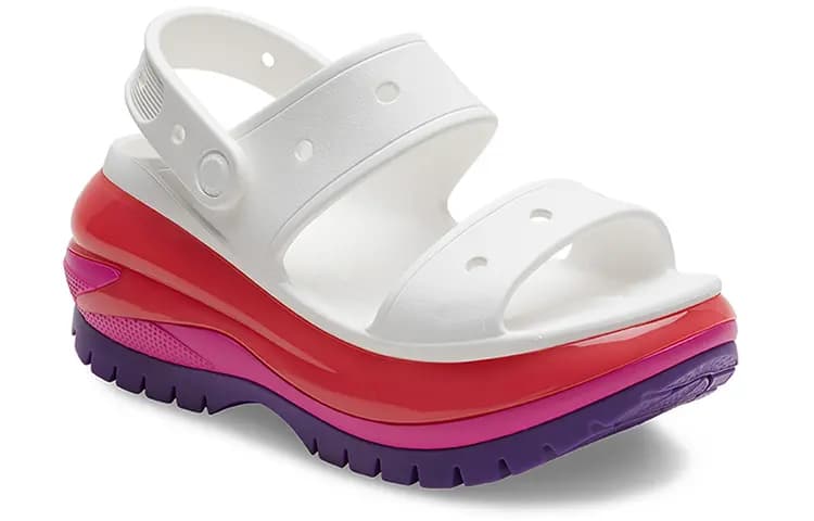 Crocs Classic Mega Crush Qadın Səndəli Ağ/Qırmızı/Bənövşəyi 6