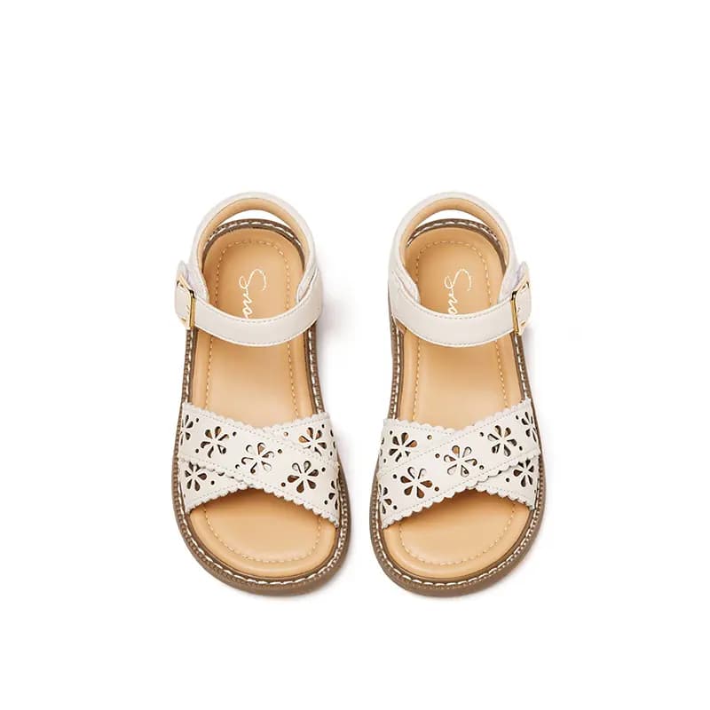 Snoffy Open Toe Soft Sole Shoes Children's Sandals White Brown Kids' 3