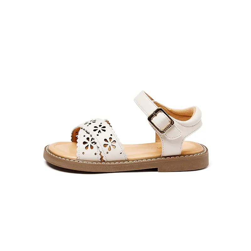 Snoffy Open Toe Soft Sole Shoes Children's Sandals White Brown Kids'