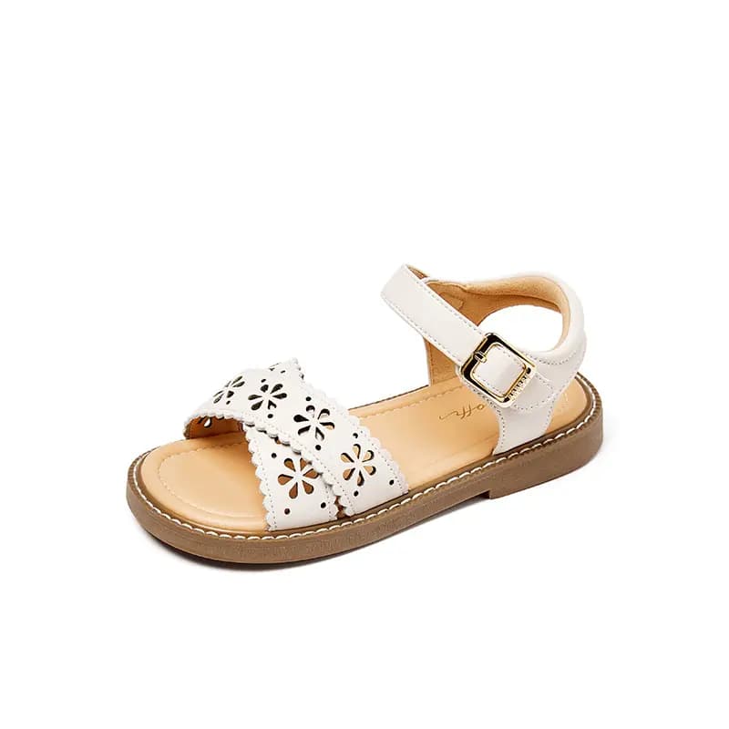 Snoffy Open Toe Soft Sole Shoes Children's Sandals White Brown Kids' 2