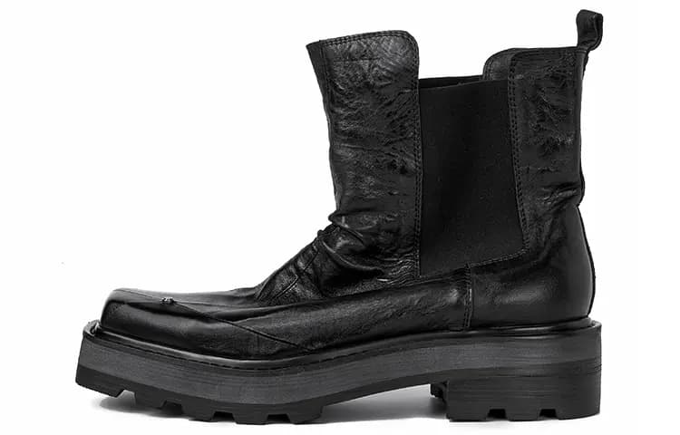 HUANXIANGZHE Short Chelsea Boots Unisex Black