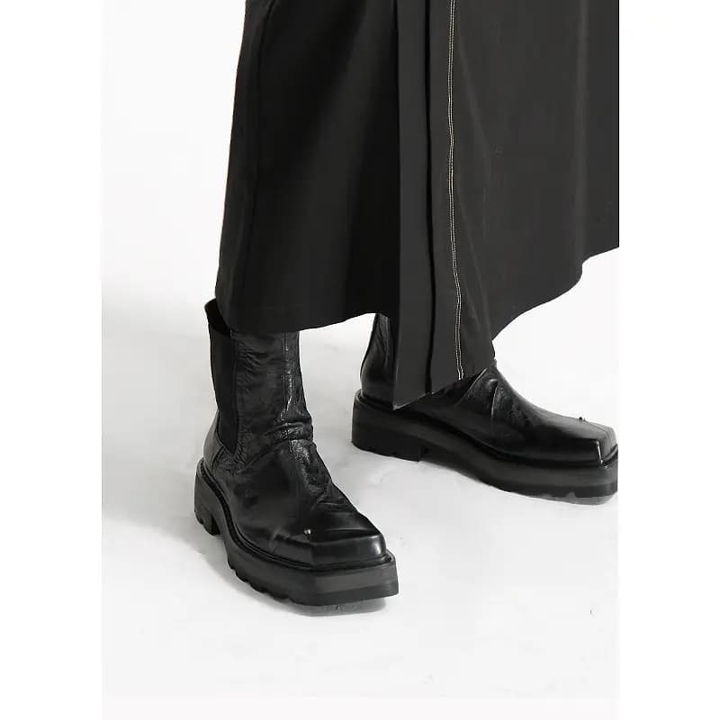 HUANXIANGZHE Short Chelsea Boots Unisex Black 8