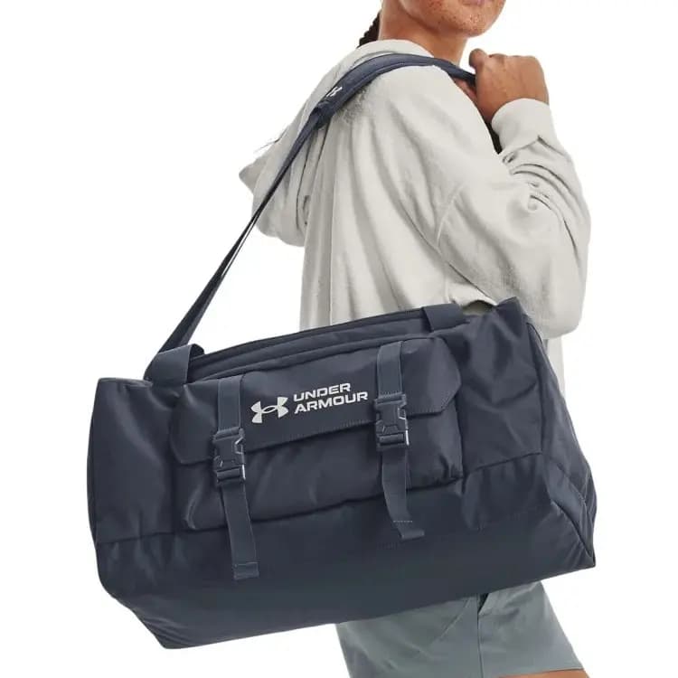 Under Armour Gametime Polyester Handbag Shoulder Bag Crossbody Bag Travel Bag Gym Bag Small Size Unisex Downpour Gray 5