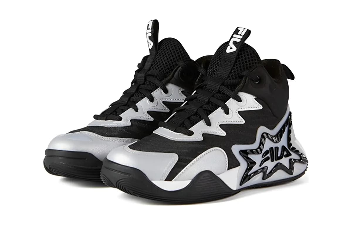 FILA KIDS Anti Kick Cushioning Low Top Children's Basketball Shoes Black Gray Teenagers 3