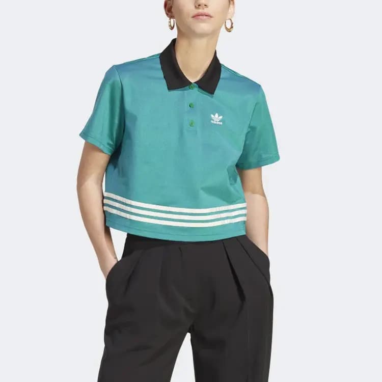 Adidas Originals Adicolor 70s Qadın Polo Köynəyi Yaşıl 2