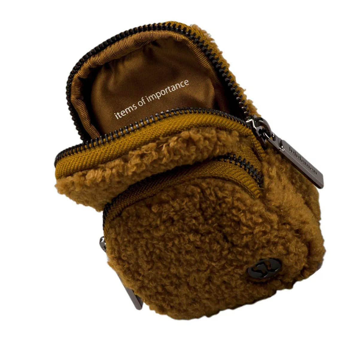 lululemon Nano Mini Buckle Textured Fleece Coin Purse XS Unisex Light Brown 4