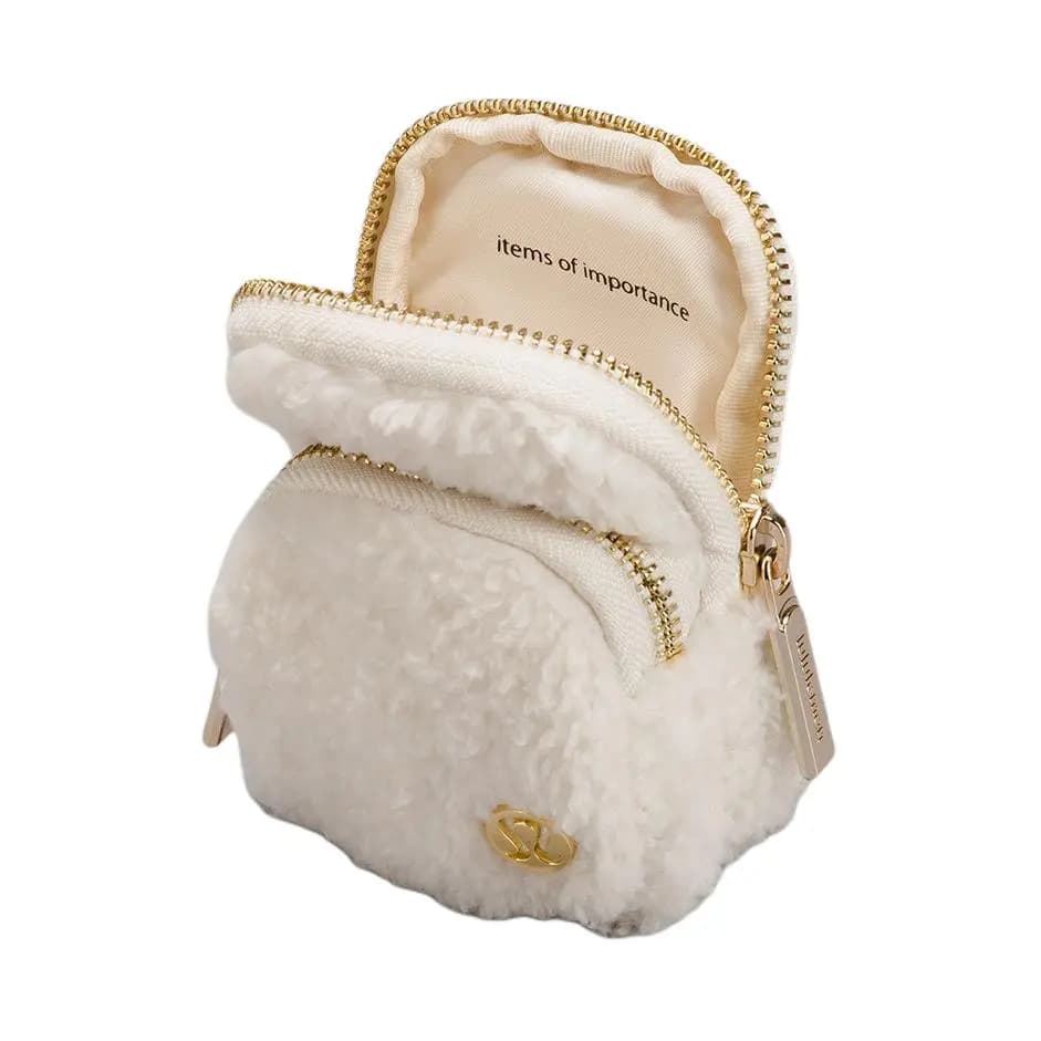 lululemon Nano Mini Buckle 0.4L Textured Fleece Coin Purse XS Unisex White 3