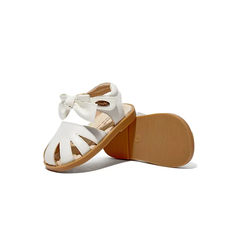 Kids snoffy Baby Walker Shoes Minimalist Bow Baby Sandals White/Black 6