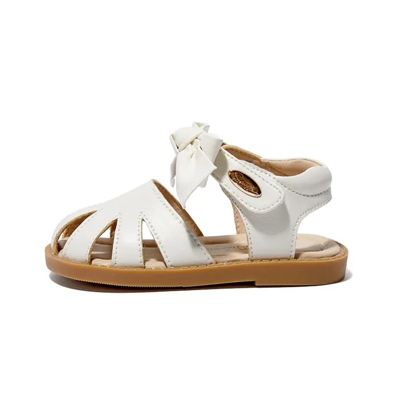 Kids snoffy Baby Walker Shoes Minimalist Bow Baby Sandals White/Black