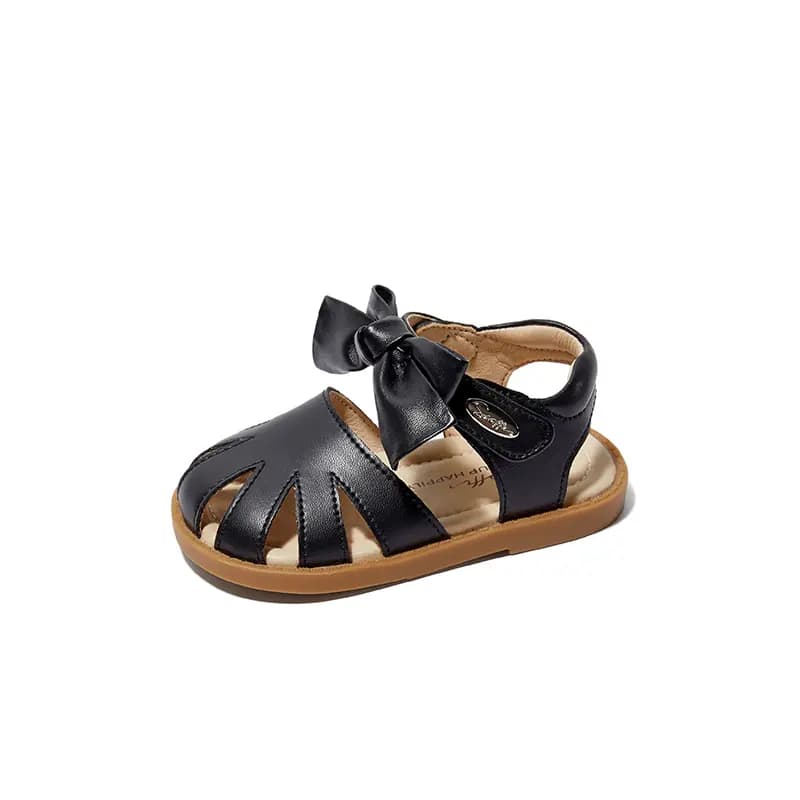 Kids snoffy Baby Walker Shoes Minimalist Bow Baby Sandals White/Black 9