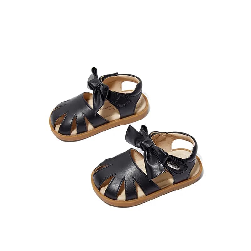Kids snoffy Baby Walker Shoes Minimalist Bow Baby Sandals White/Black 11