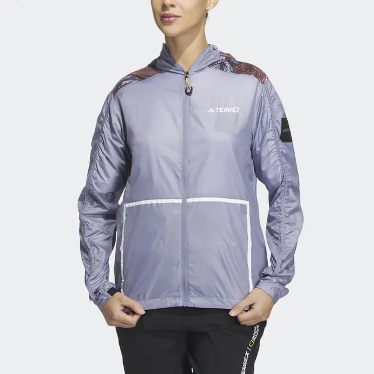 Adidas National Geographic Co-branded Section Sun Protection Clothing Women's Silver Gray Violet 2