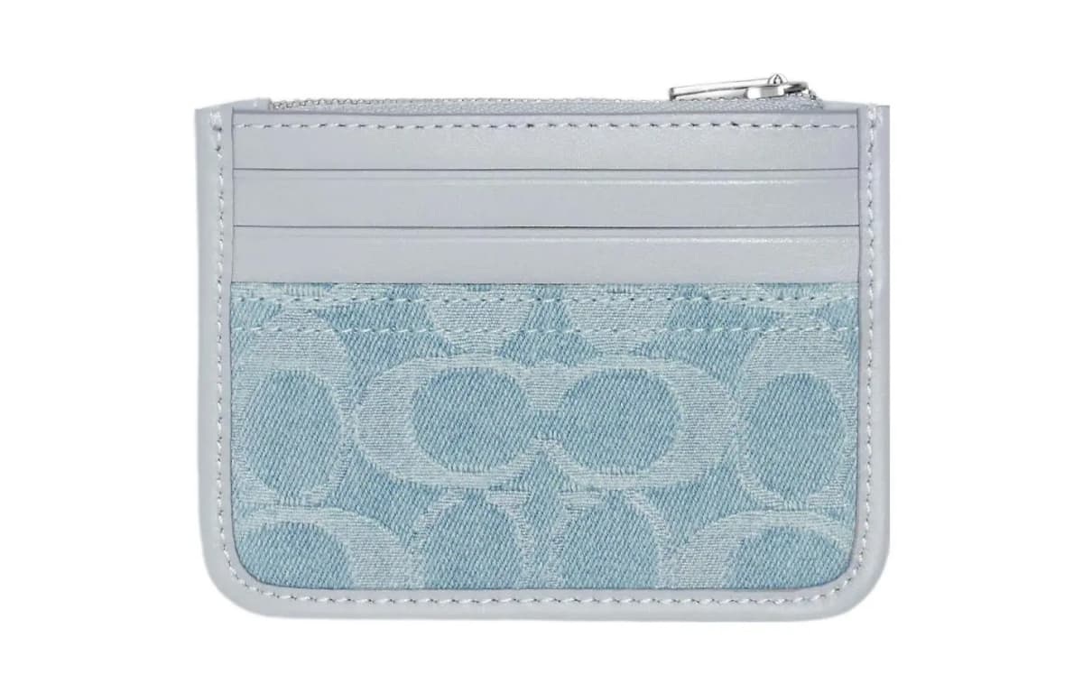 COACH Corner Zip Dəri Pulqabı Qadın Mavi 2