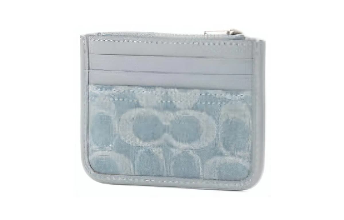 COACH Corner Zip Dəri Pulqabı Qadın Mavi 3