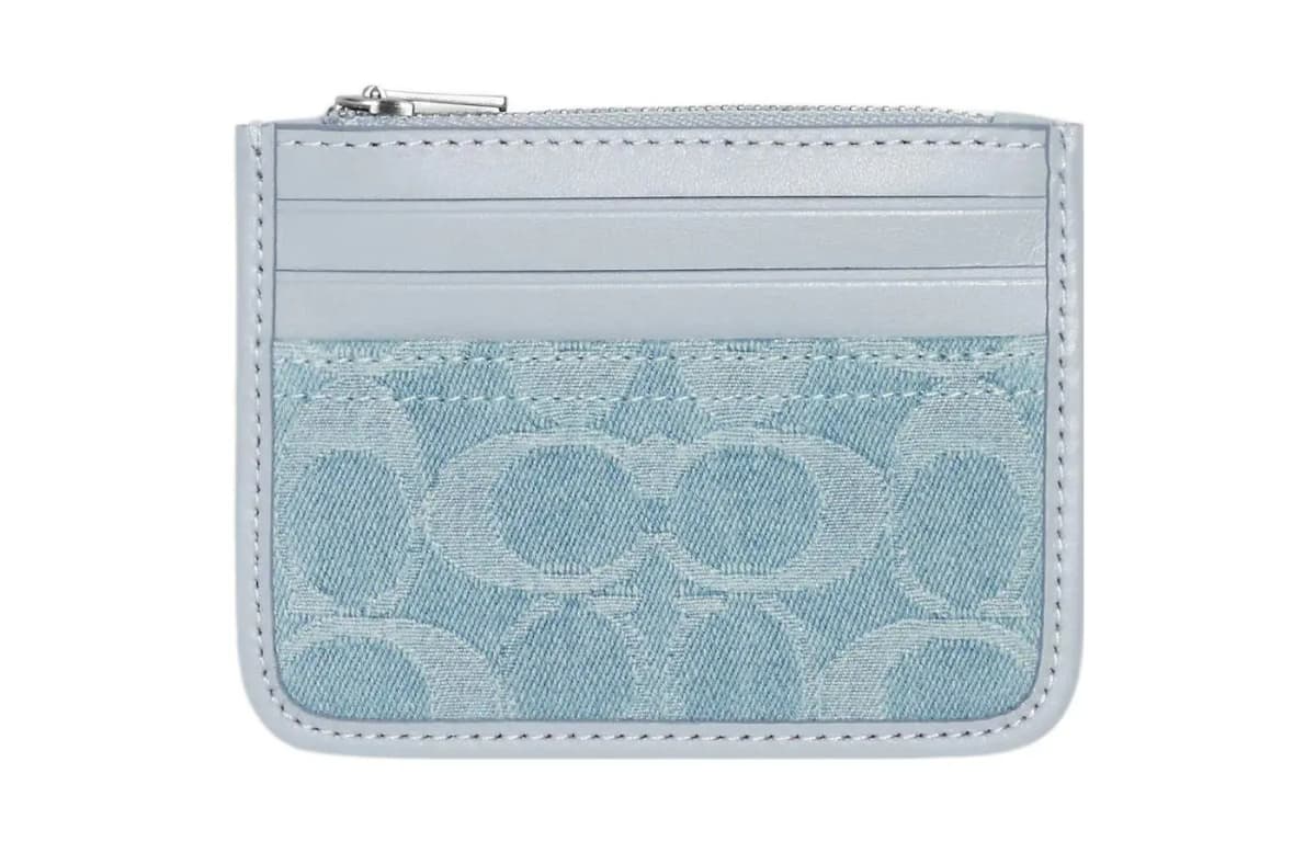 COACH Corner Zip Dəri Pulqabı Qadın Mavi
