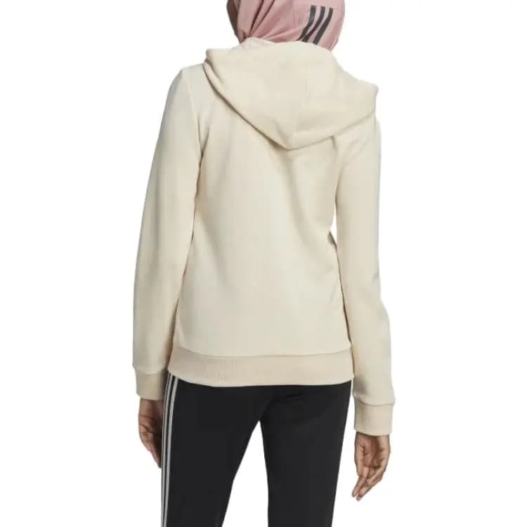 adidas Side Logo Brand Print Zip-Up Fitted Hoodie Women's Off-White 3