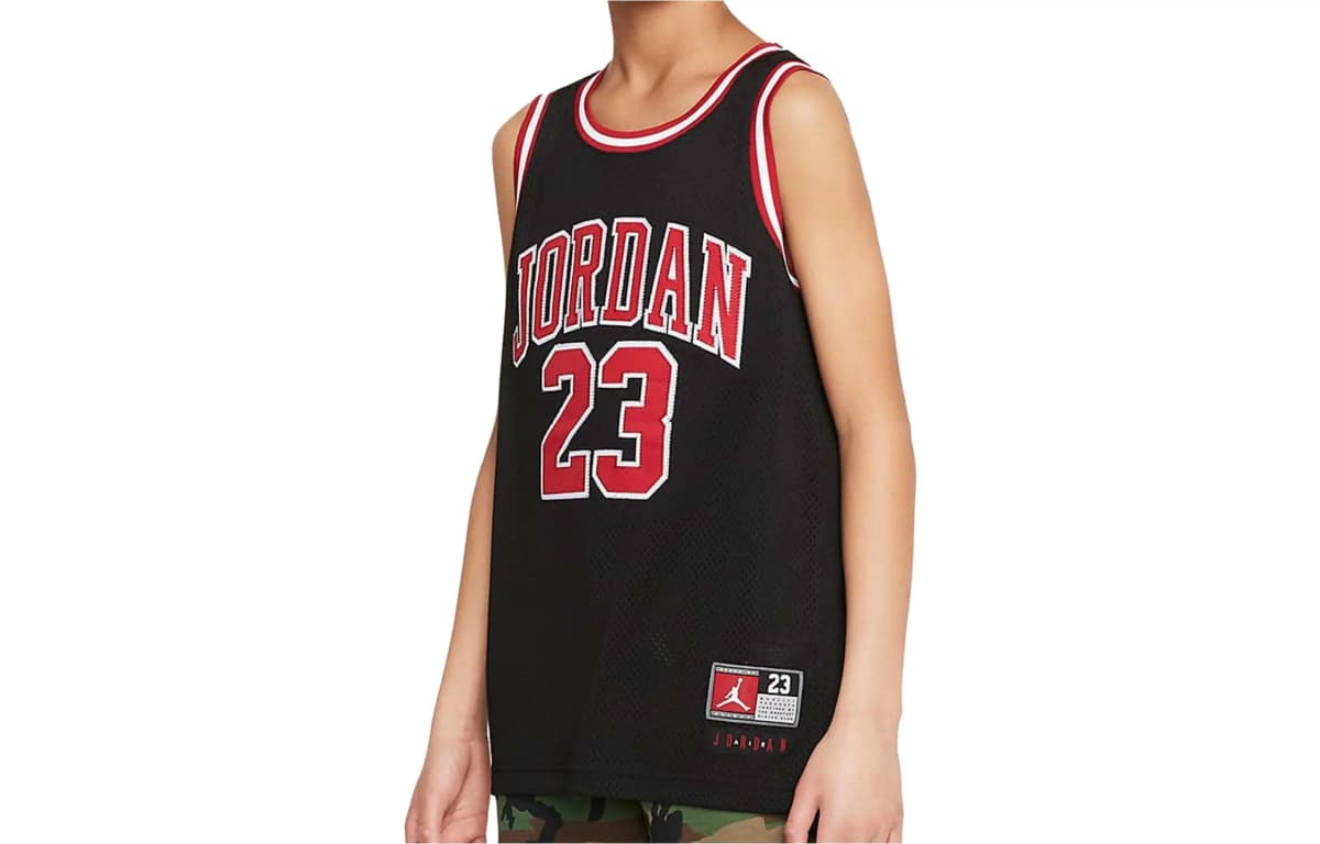 Jordan NBA Kids' Letter Graphic Printed Breathable Mesh Basketball Jersey Black
