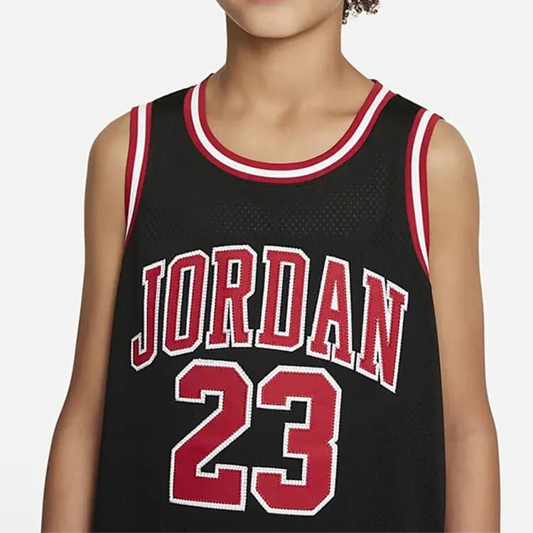 Jordan NBA Kids' Letter Graphic Printed Breathable Mesh Basketball Jersey Black 3