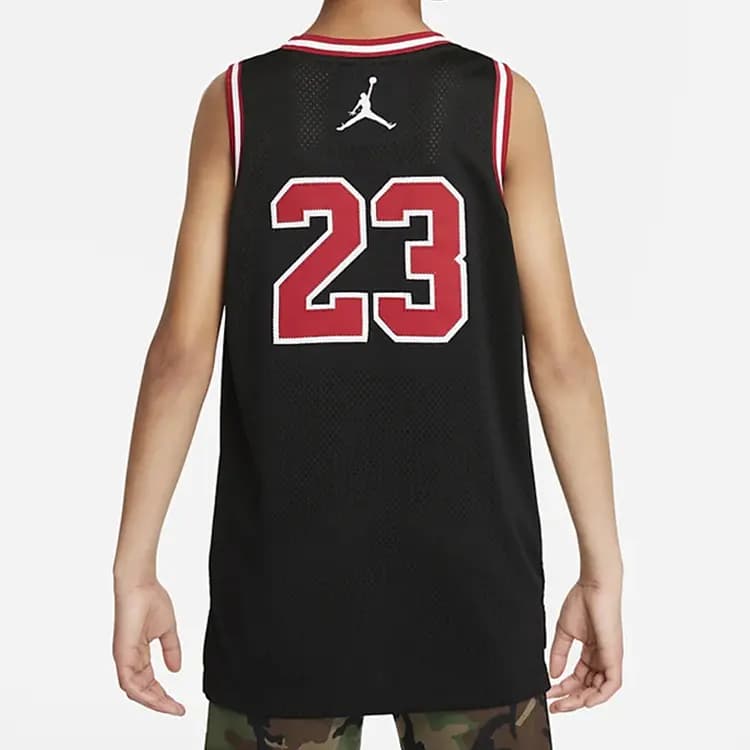 Jordan NBA Kids' Letter Graphic Printed Breathable Mesh Basketball Jersey Black 4