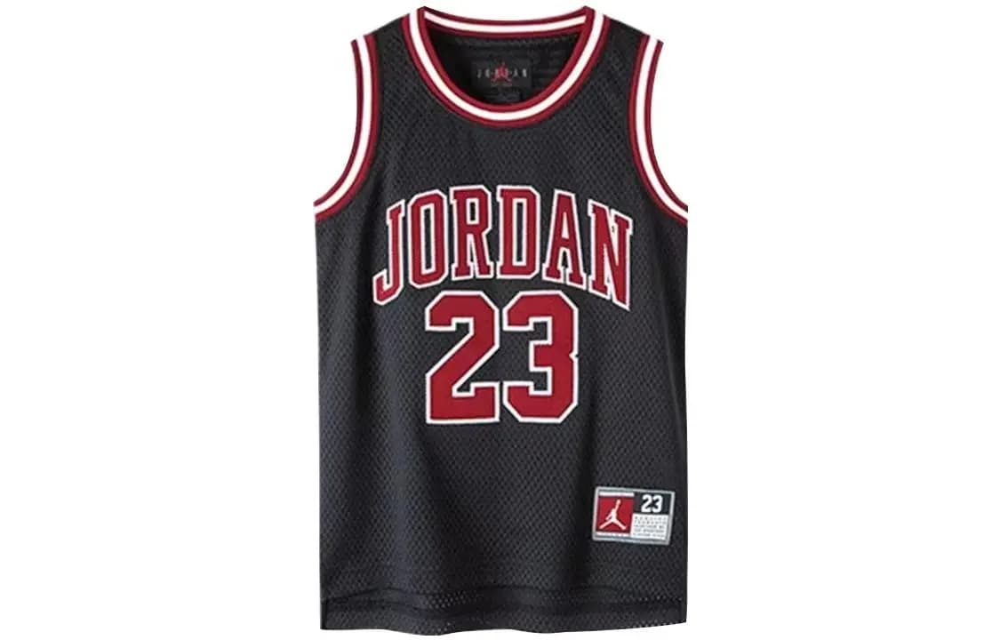 Jordan NBA Kids' Letter Graphic Printed Breathable Mesh Basketball Jersey Black 5
