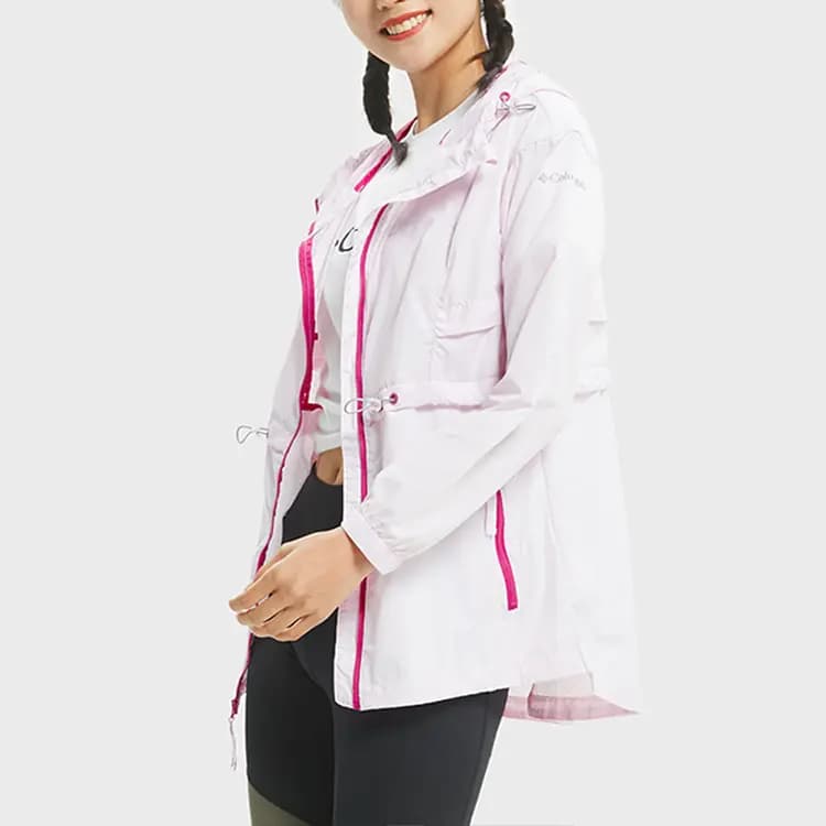 Columbia Color-Block Outdoor Long Sleeve Cinched Hooded Sun Protection Jacket Women's Purple 5