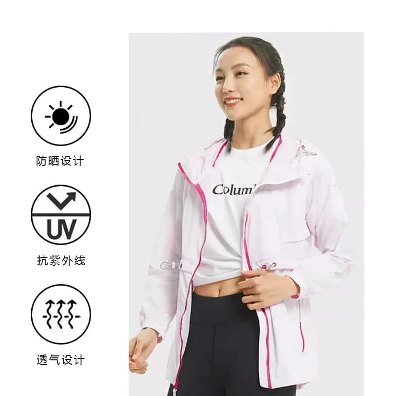Columbia Color-Block Outdoor Long Sleeve Cinched Hooded Sun Protection Jacket Women's Purple 6