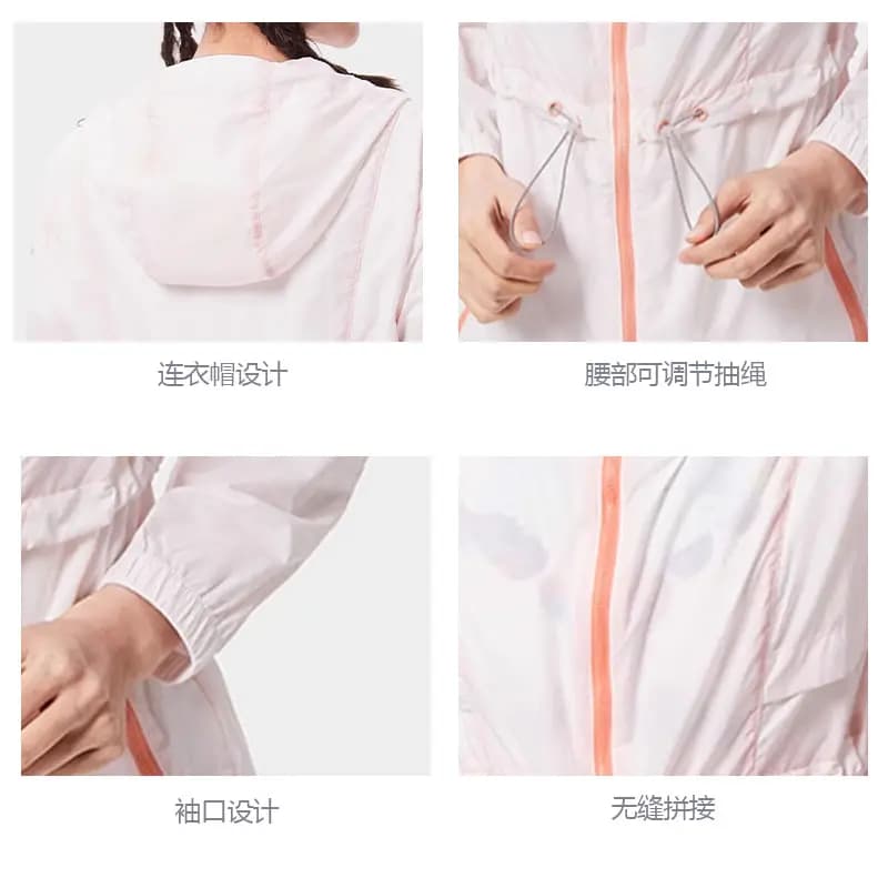Columbia Color-Block Outdoor Cinched Hooded Long Sleeve Breathable Sun Protection Jacket Women's Pink 8