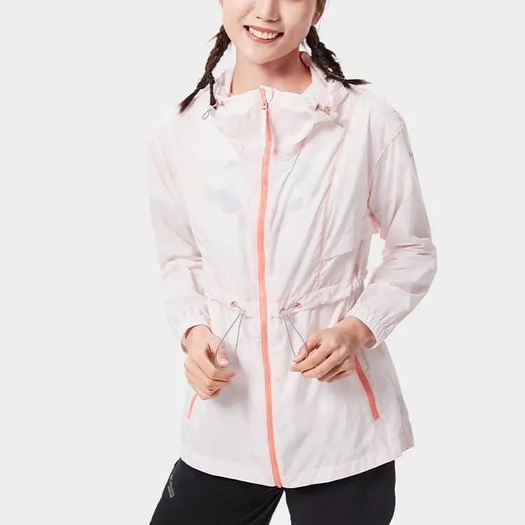 Columbia Color-Block Outdoor Cinched Hooded Long Sleeve Breathable Sun Protection Jacket Women's Pink 4