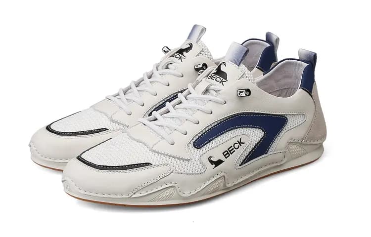 BECK Small White Shoes Abrasion-Resistant Low-Top Casual Shoes Men's White Blue 2023 7