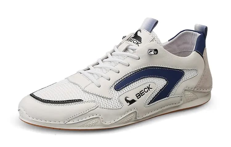 BECK Small White Shoes Abrasion-Resistant Low-Top Casual Shoes Men's White Blue 2023 6