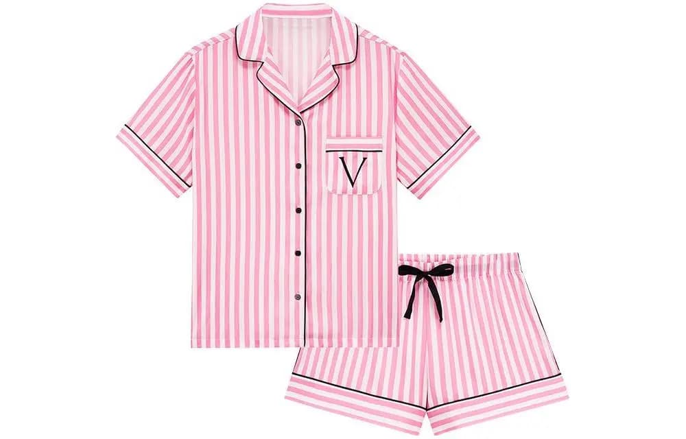 Victoria's Secret Pijama Dəsti Qadın Çizgili Çəhrayı