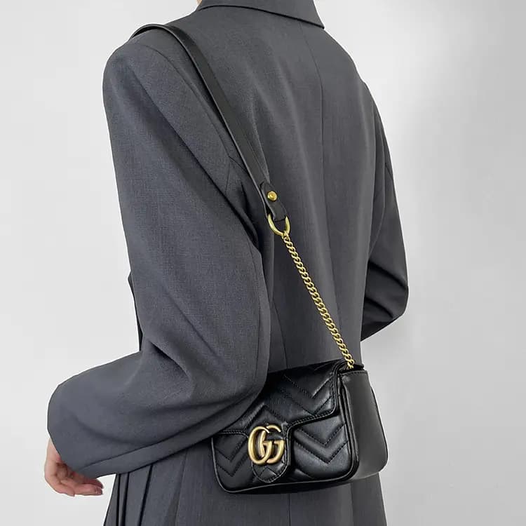 Luxury Care Studio GUCCI Marmont Super Mini Çanta Aksessuarı Qadın Qara 6