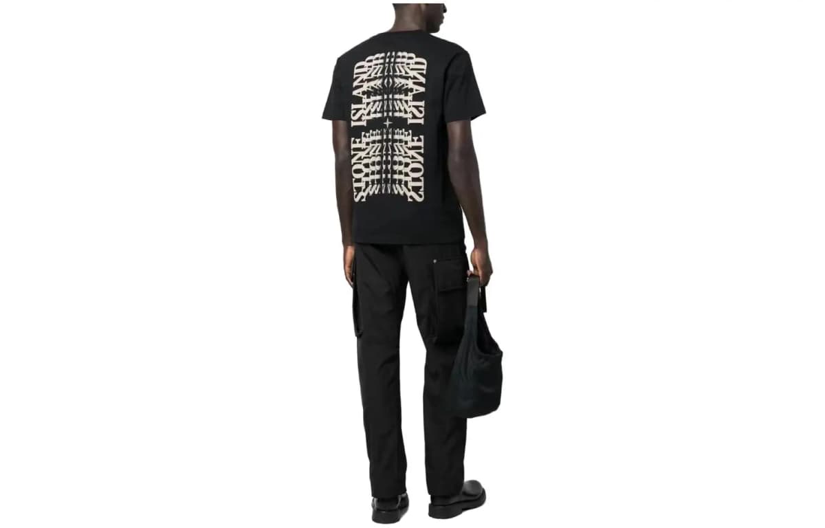STONE ISLAND SS23 Logo Print Crew Neck Short Sleeve T-Shirt Men's Black