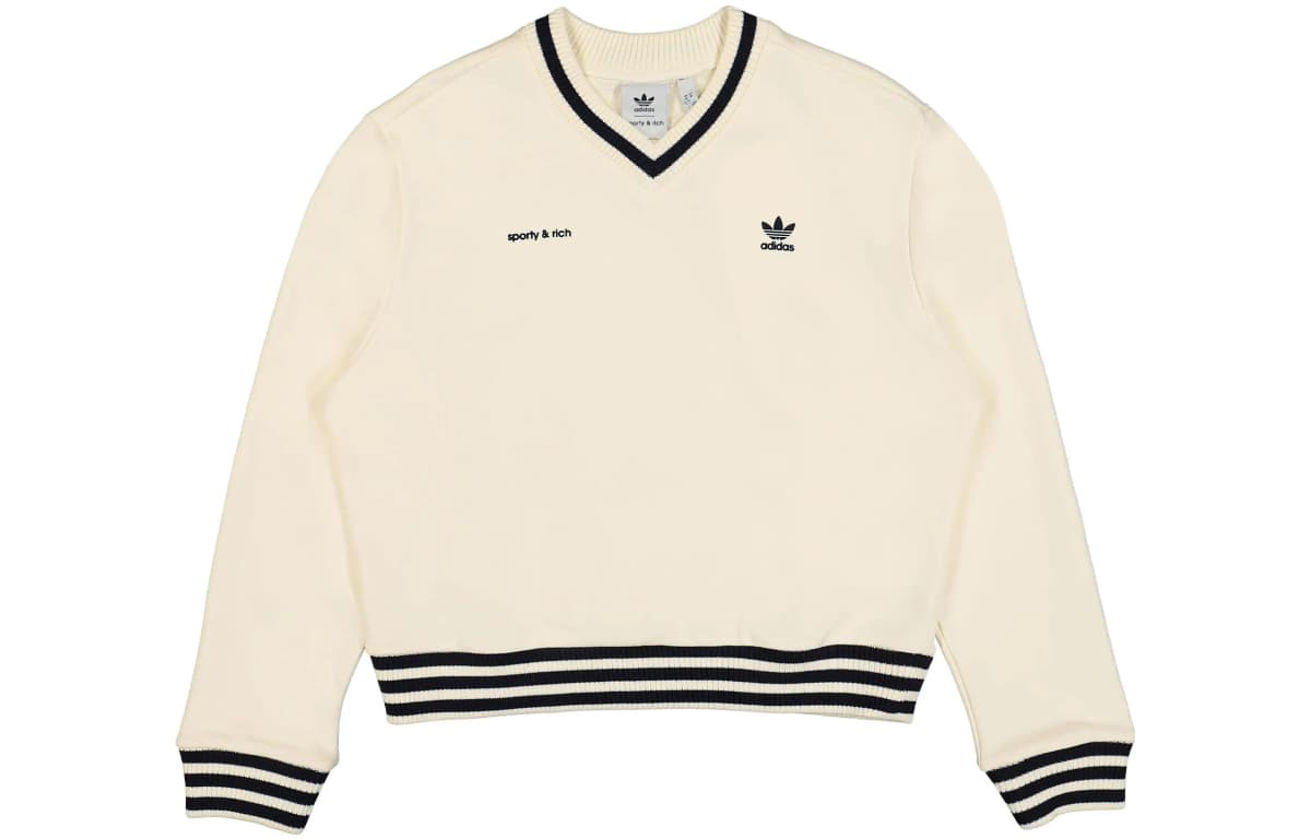 Adidas Originals X Sporty & Rich Qadın V-Yaxa Sweatshirt Krem/Göy