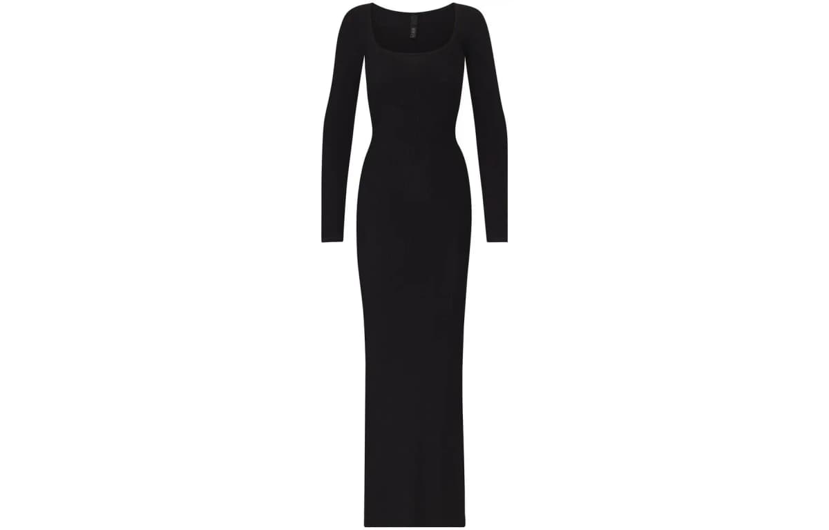 SKIMS SOFT LOUNGE Uzunqol Don Qadın Onyx Black