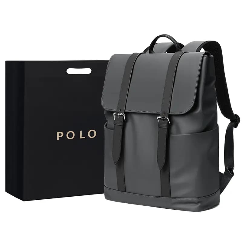 POLO Fabric With Synthetic Leather Backpack Large Size Men's Multicolor 5