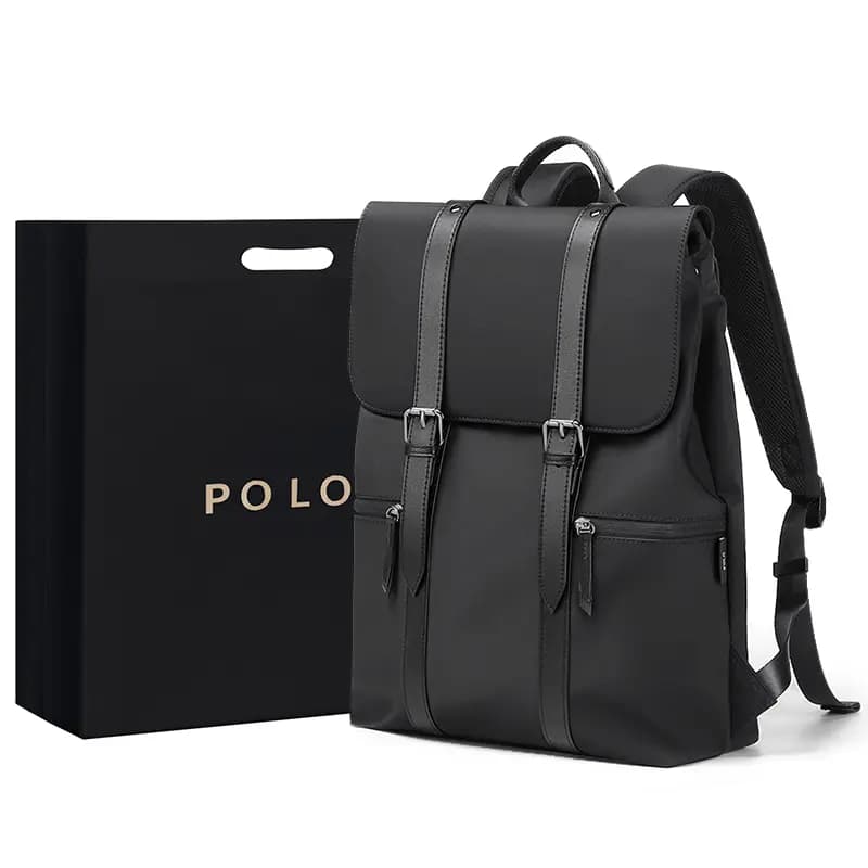 POLO Fabric With Synthetic Leather Backpack Large Size Men's Multicolor 24