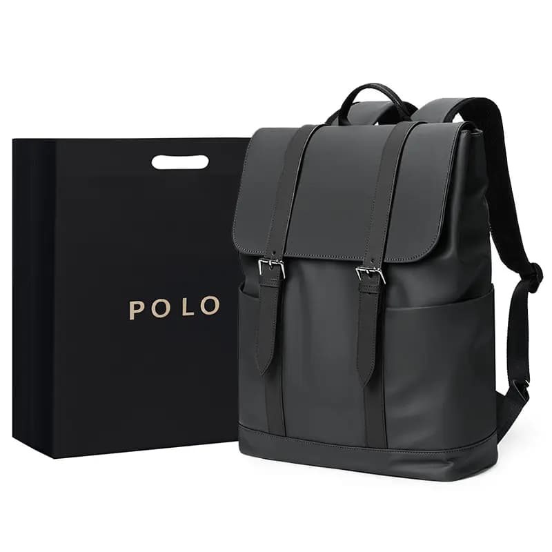 POLO Fabric With Synthetic Leather Backpack Large Size Men's Multicolor 10
