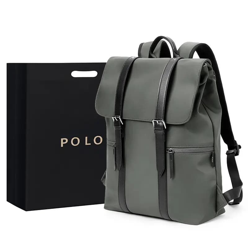POLO Fabric With Synthetic Leather Backpack Large Size Men's Multicolor 17