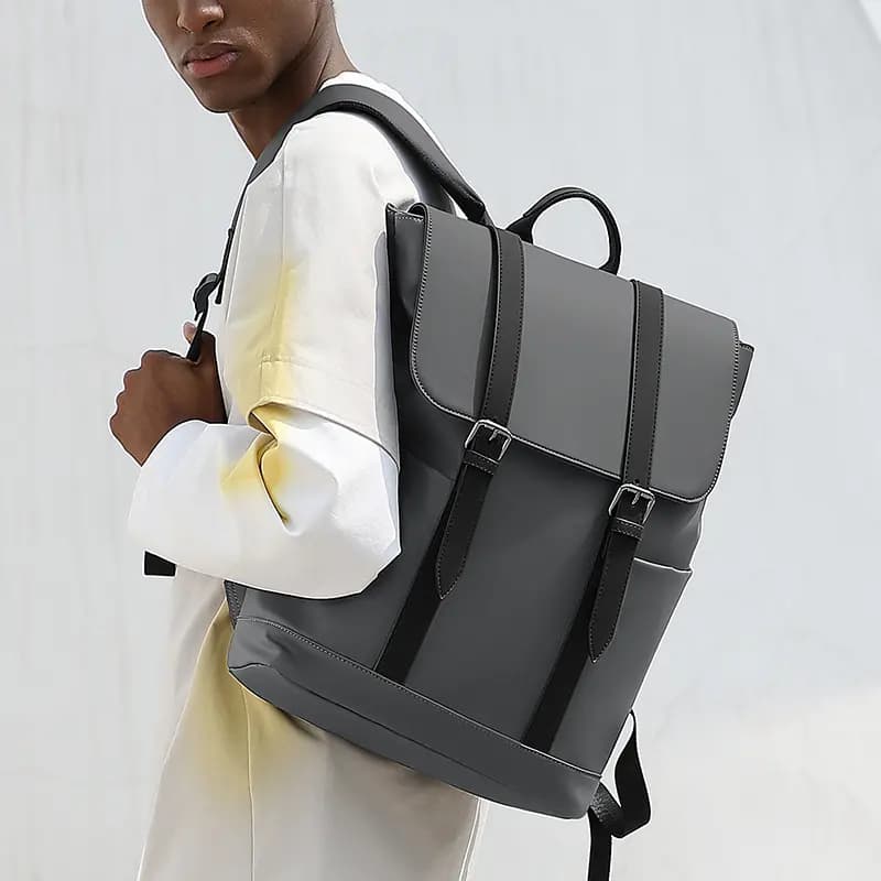 POLO Fabric With Synthetic Leather Backpack Large Size Men's Multicolor 9