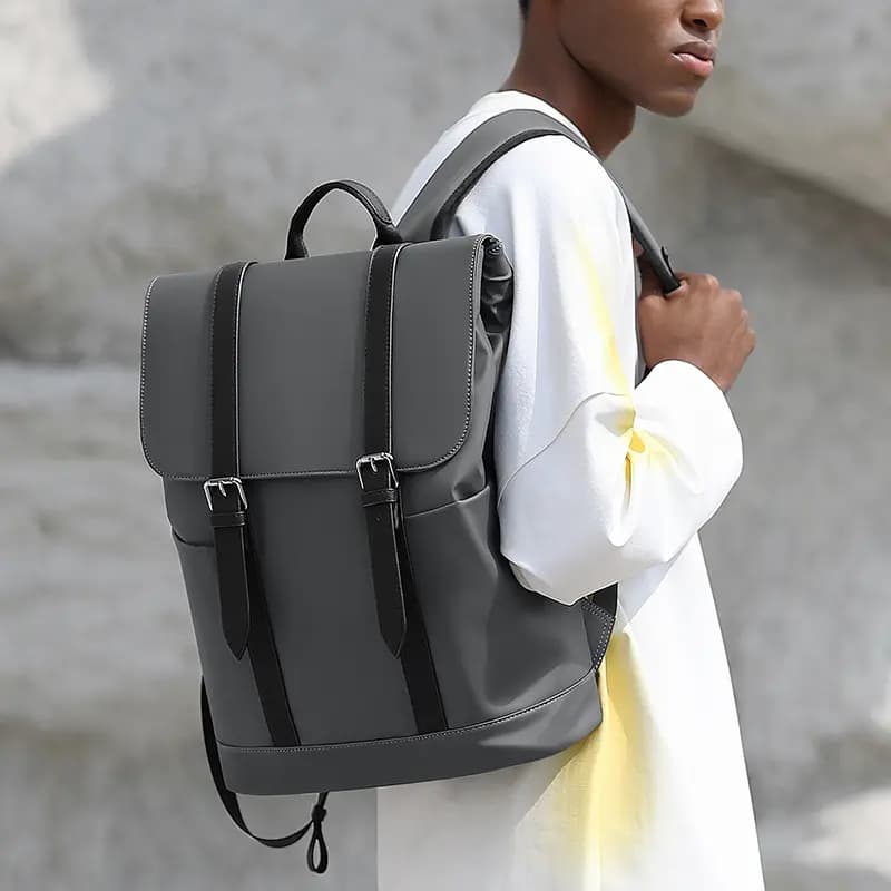 POLO Fabric With Synthetic Leather Backpack Large Size Men's Multicolor 8